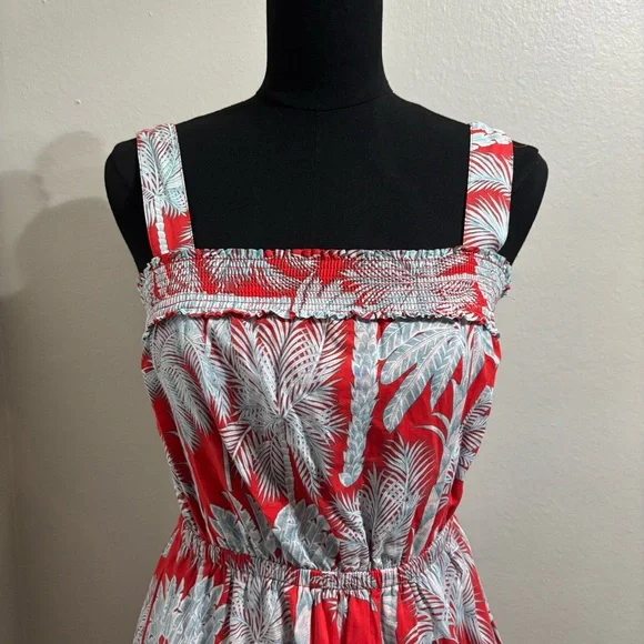 Talbots Oasis Palm Voile Fit and Flare Dress Size 2 Petite Resortwear Beach Vaca - Picture 2 of 8